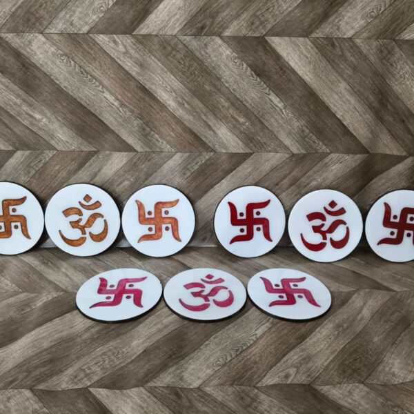 Round Swastik & Om Design Pooja Chowki (3 Set Available)