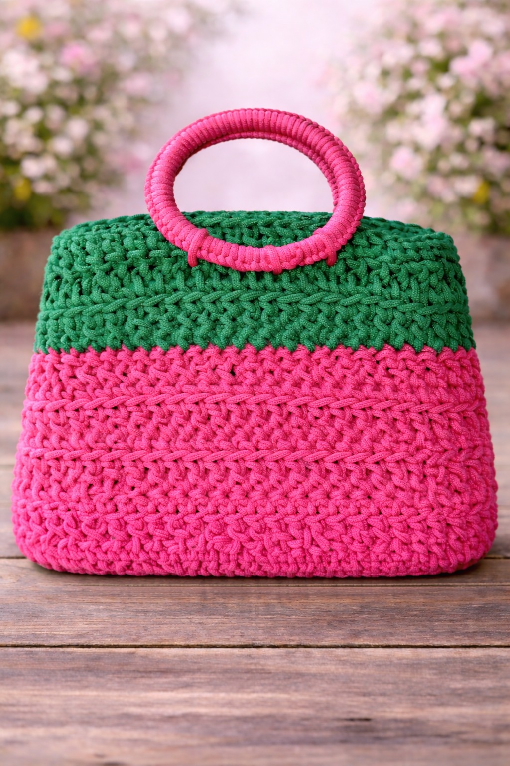 Pink And Green Mekram Bag back