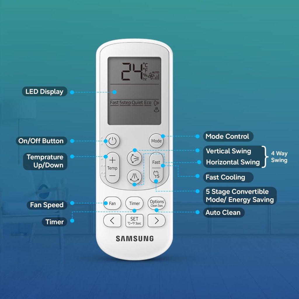 Samsung 1 Ton 5 Star Bespoke AI Inverter Smart Split AC (2026 Model ...