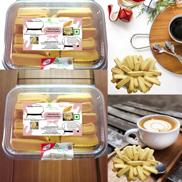 Rens Farms Baked Delight Hand Rolled Premium Milk Cookies Biscuit (250 g)