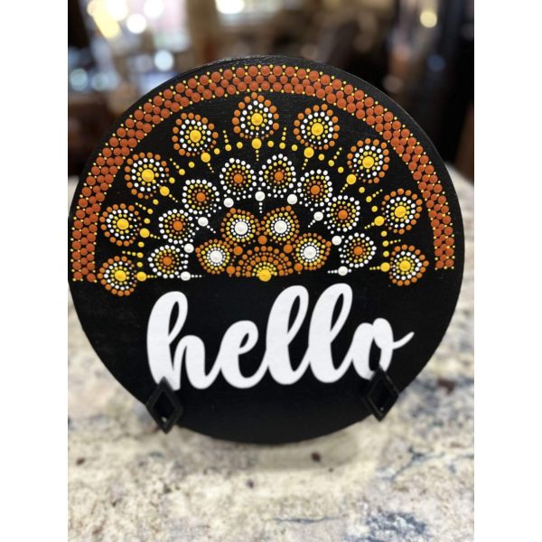 Handcrafted Dotted Mandala Art Hello Board