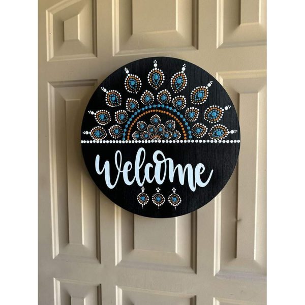 Handcrafted Dotted Mandala Art Welcome Board