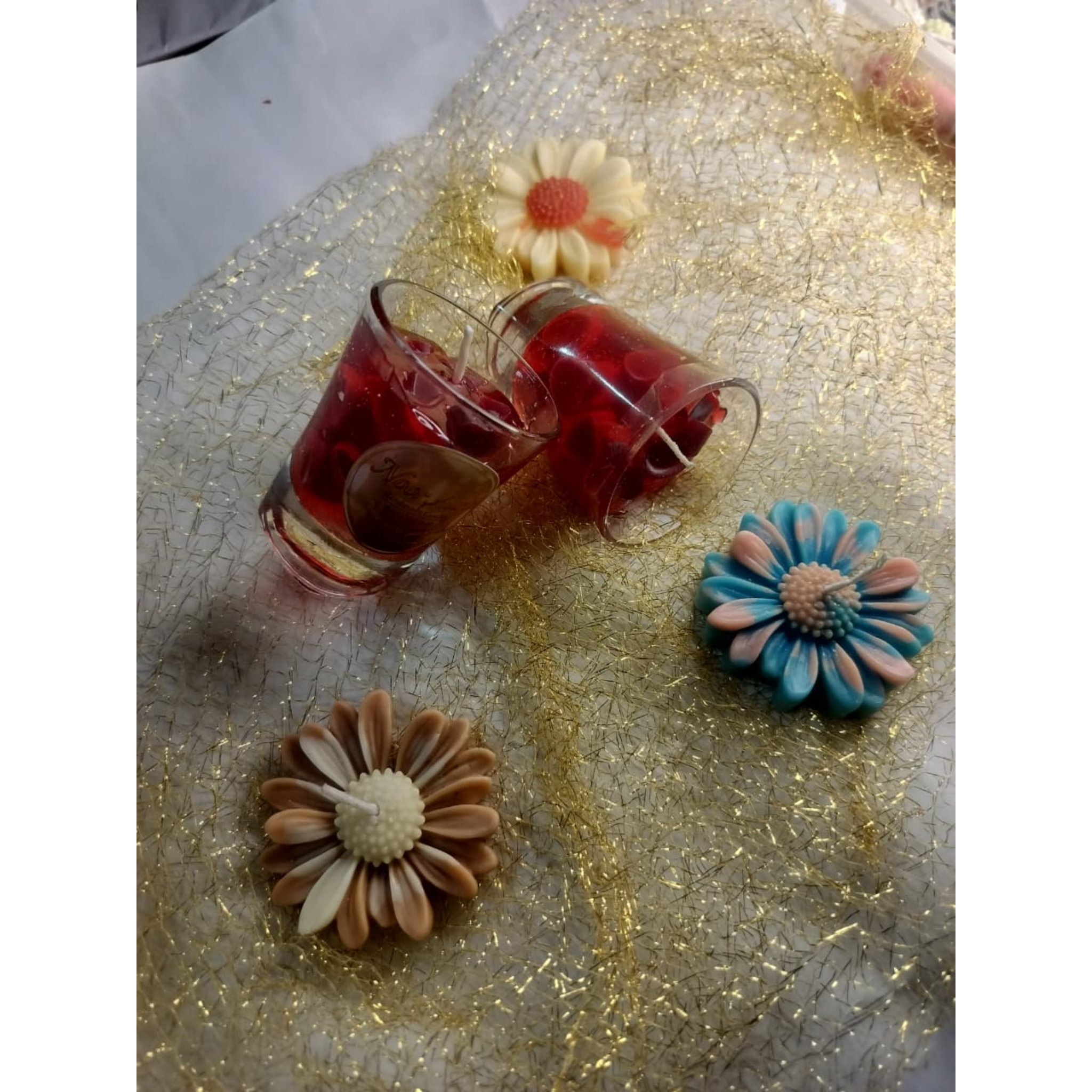 Handmade Mini Glass Jar Candle with Heart Wax (Set Of 2)