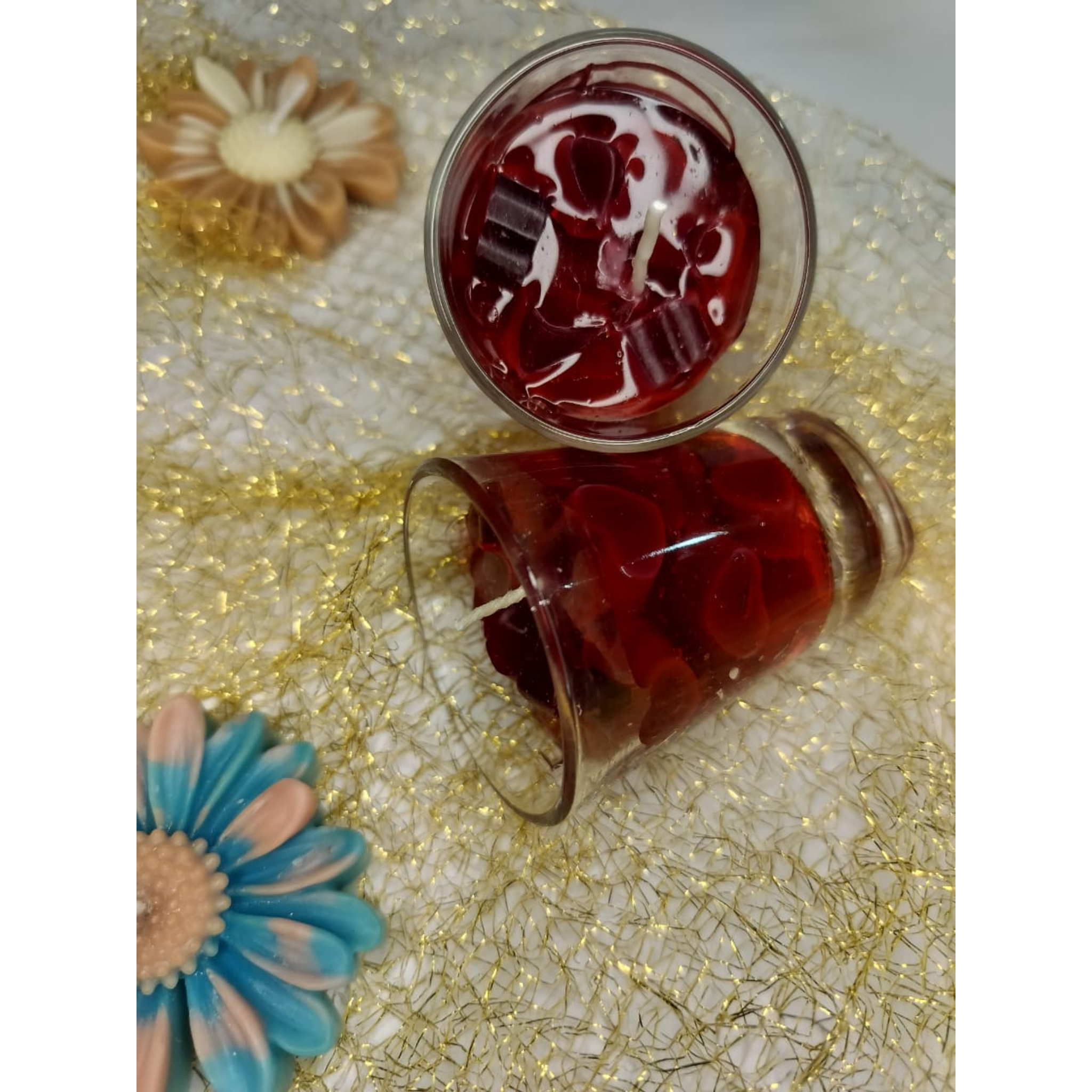 Handmade Mini Glass Jar Candle with Heart Wax (Set Of 2)1