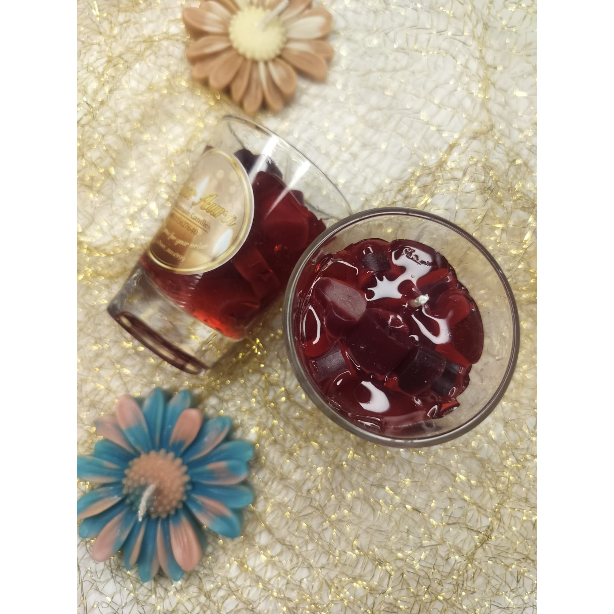 Handmade Mini Glass Jar Candle with Heart Wax (Set Of 2)2