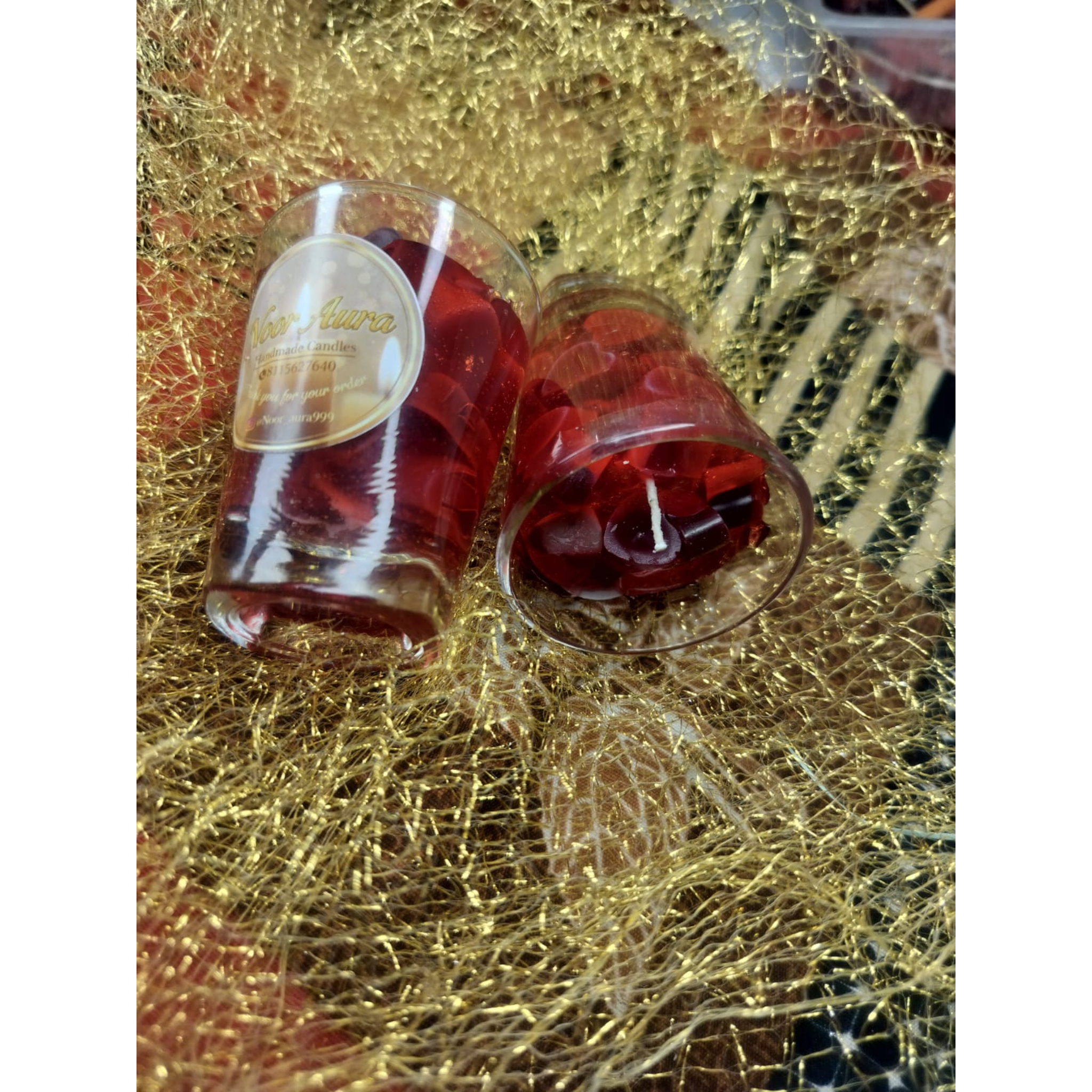 Handmade Mini Glass Jar Candle with Heart Wax (Set Of 2)3
