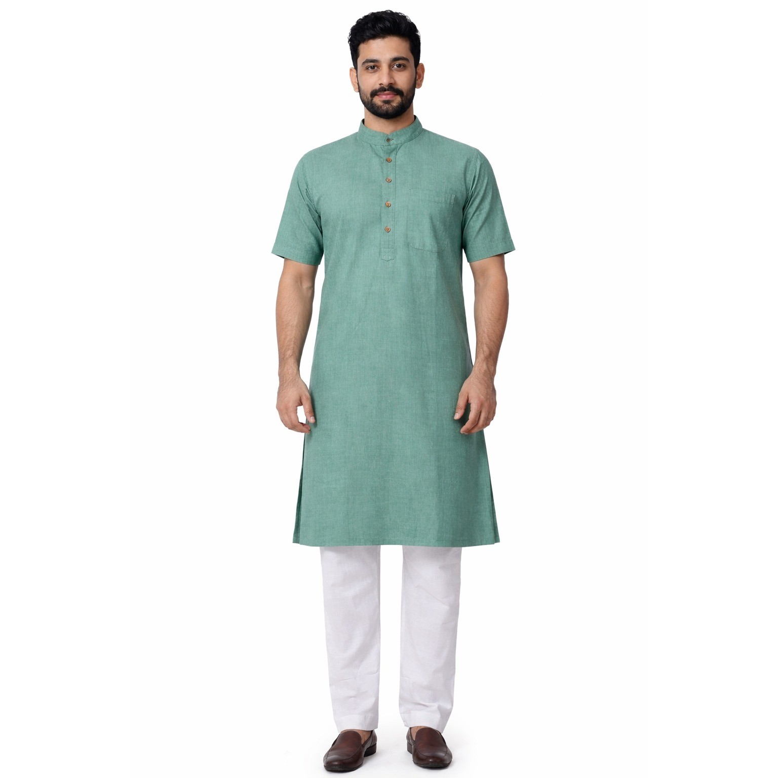 Men’s Solid Short Kurta Half Sleeves