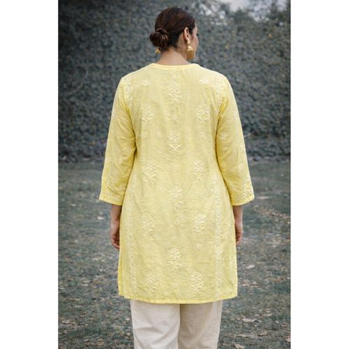 Dark Yellow Chikankari Masline Top2