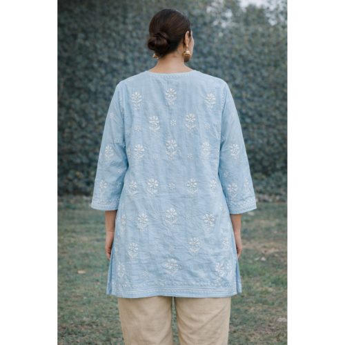 Light Blue Chikankari Masline Top1